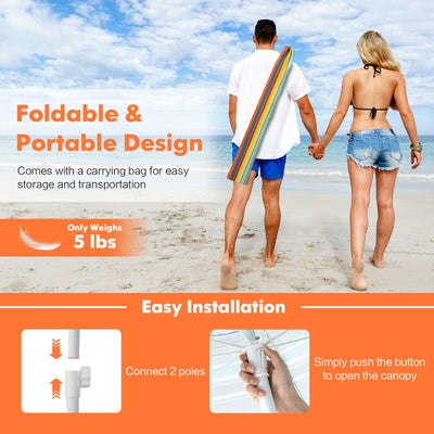 6.5 Feet Patio Beach Umbrella with Waterproof Polyester Fabric-Orange