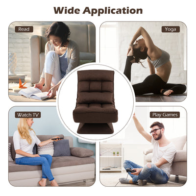 5-Level Adjustable 360° Swivel Floor Chair with Massage Pillow-Brown