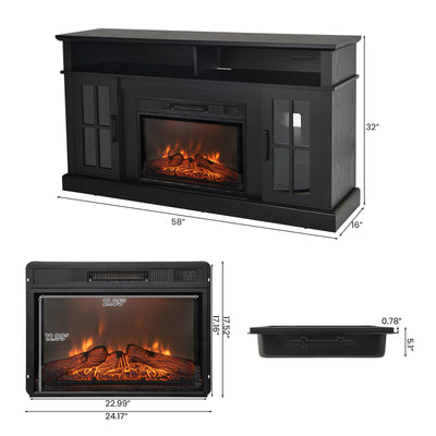 Fireplace TV Stand with 1400W Electric Fireplace-Black