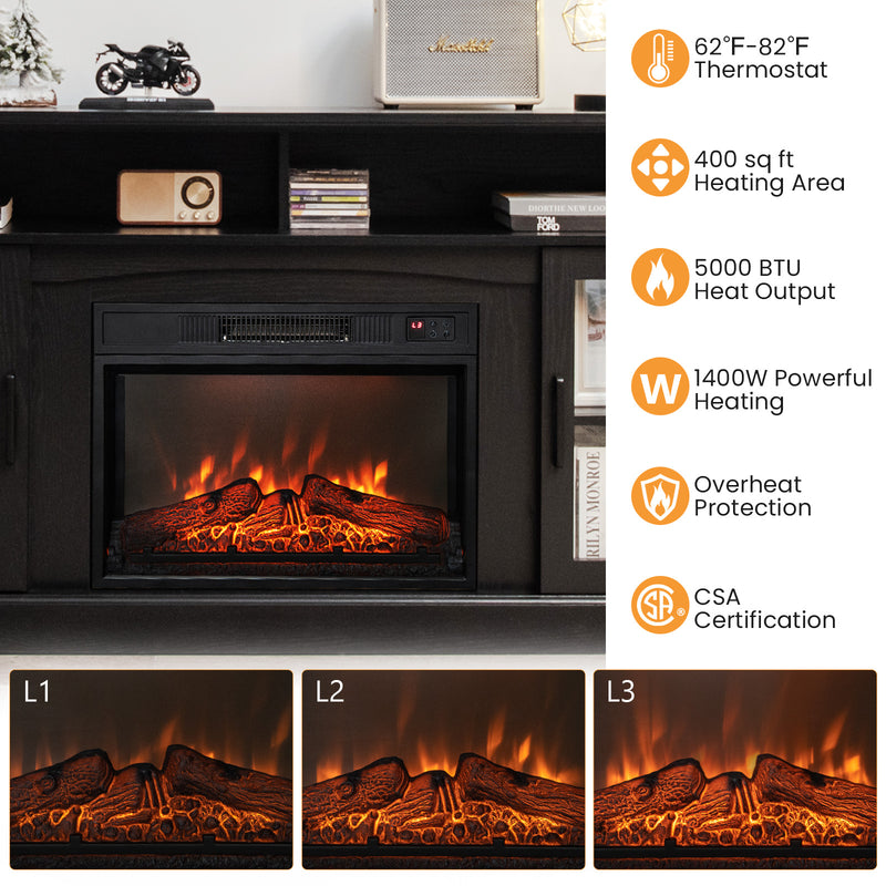 Fireplace TV Stand with 1400W Electric Fireplace-Black