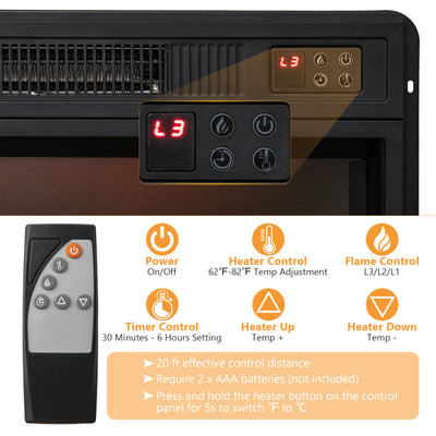 Fireplace TV Stand with 1400W Electric Fireplace-Black