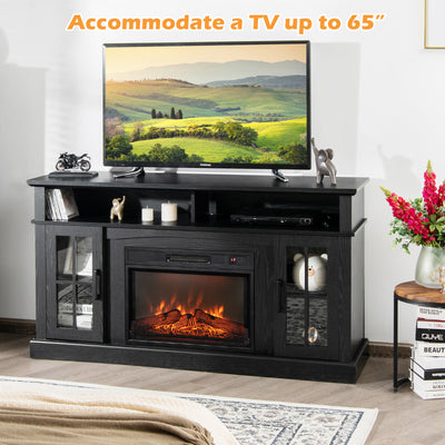 Fireplace TV Stand with 1400W Electric Fireplace-Black