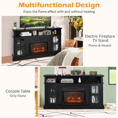 Fireplace TV Stand with 1400W Electric Fireplace-Black