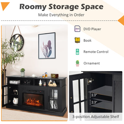 Fireplace TV Stand with 1400W Electric Fireplace-Black