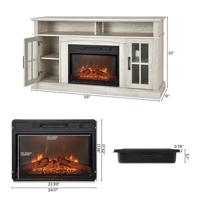 Fireplace TV Stand with 1400W Electric Fireplace-Gray