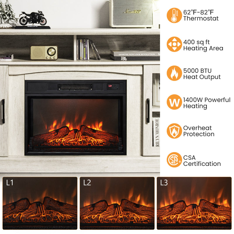 Fireplace TV Stand with 1400W Electric Fireplace-Gray
