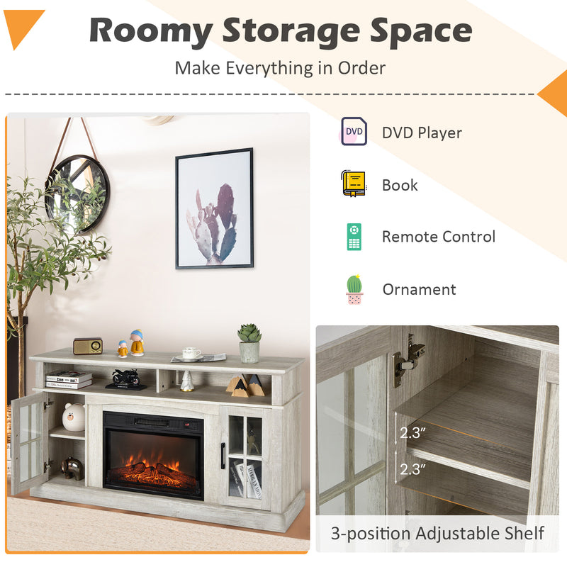 Fireplace TV Stand with 1400W Electric Fireplace-Gray
