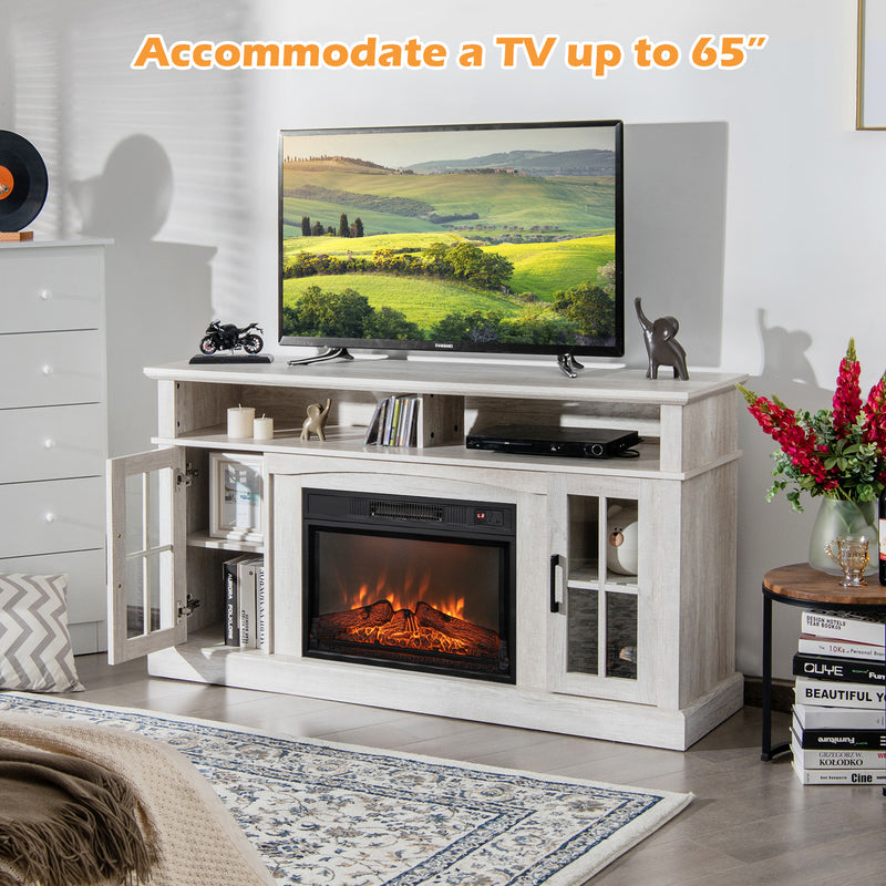 Fireplace TV Stand with 1400W Electric Fireplace-Gray