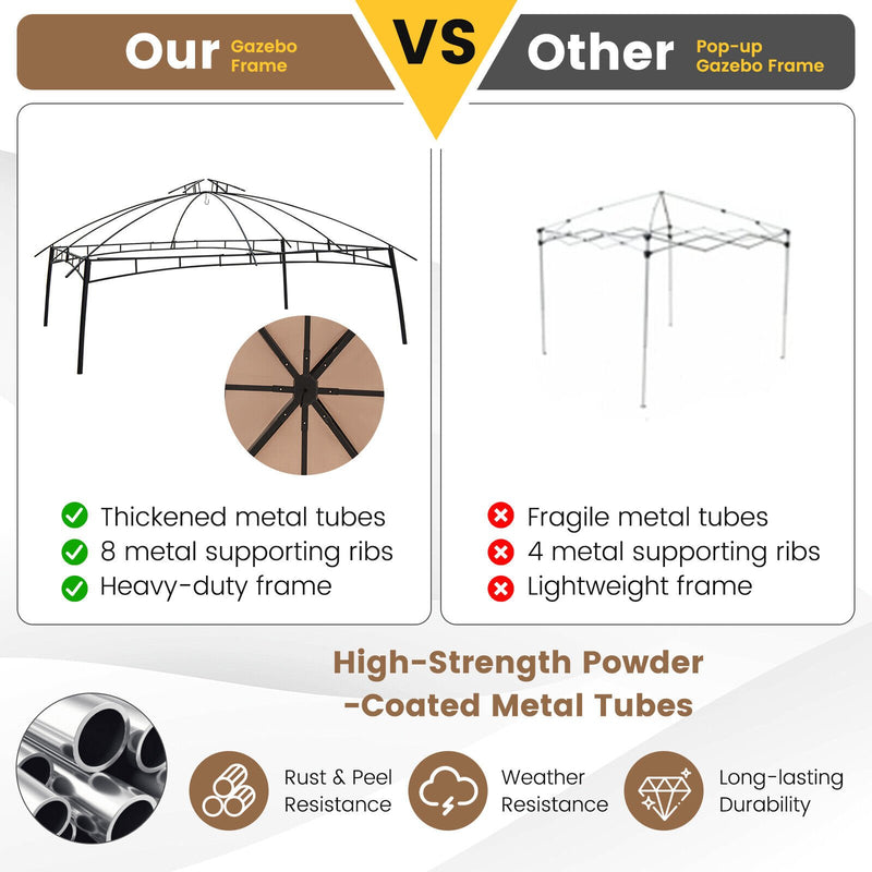 10 x 12 Feet Patio Double-Vent Canopy with Privacy Netting and 4 Sandbags-Gray