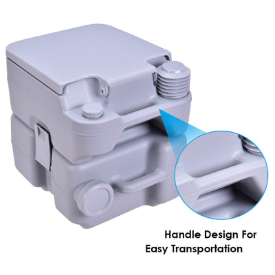 *5.3 Gallon Portable Toilet with Waste Tank and Built-in Rotating Spout - Gray