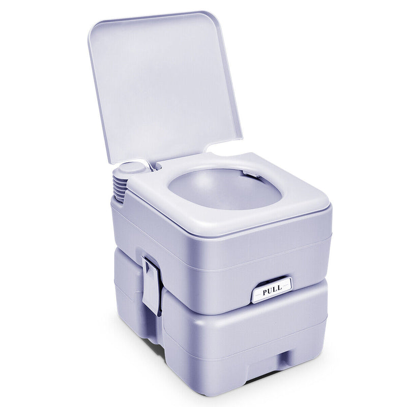 *5.3 Gallon Portable Toilet with Waste Tank and Built-in Rotating Spout - Gray