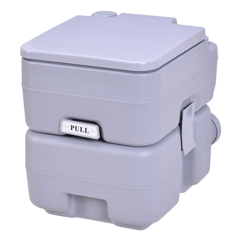 *5.3 Gallon Portable Toilet with Waste Tank and Built-in Rotating Spout - Gray