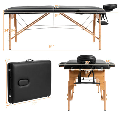 *Portable Adjustable Facial Spa Bed  with Carry Case - Black