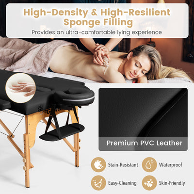 *Portable Adjustable Facial Spa Bed  with Carry Case - Black