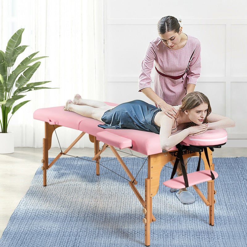 *Portable Adjustable Facial Spa Bed  with Carry Case - Pink