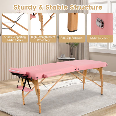 *Portable Adjustable Facial Spa Bed  with Carry Case - Pink