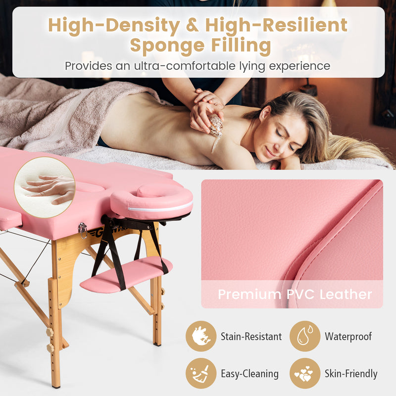 *Portable Adjustable Facial Spa Bed  with Carry Case - Pink