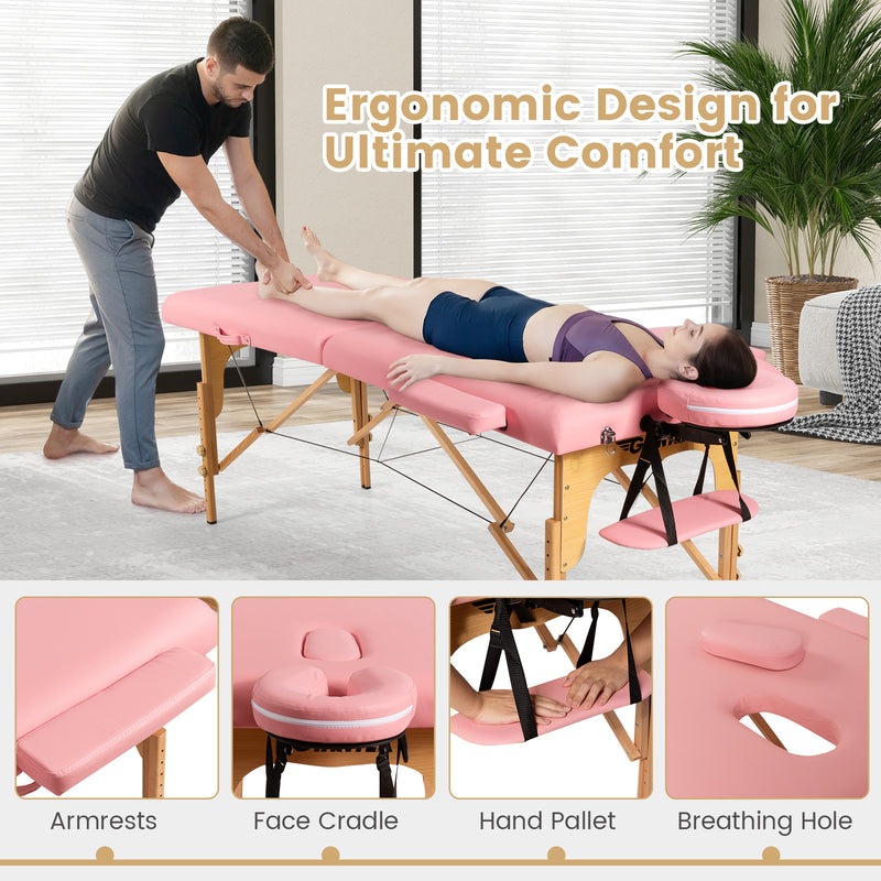 *Portable Adjustable Facial Spa Bed  with Carry Case - Pink
