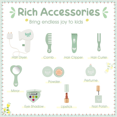 Kids Vanity Set with Tri-folding Mirror-Green