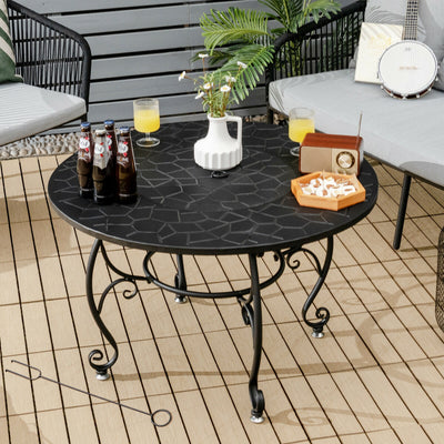 *35.5 Feet Patio Fire Pit Dining Table With Cooking BBQ Grate