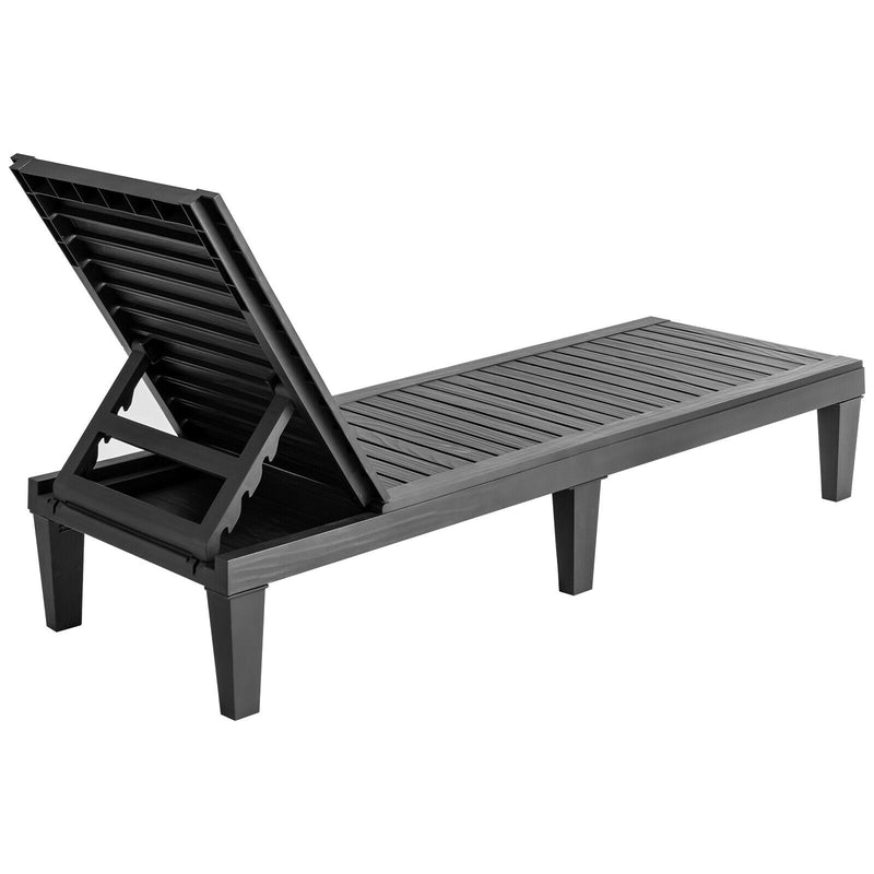 *Outdoor Chaise Lounge Chair with 5 Positions Adjustable Backrest - Black