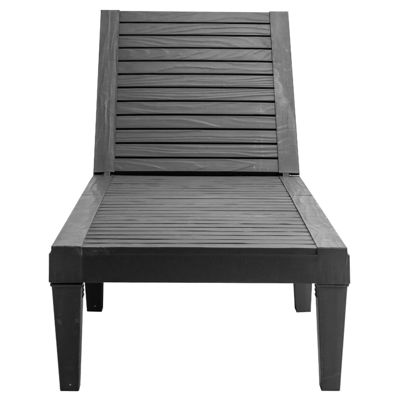 *Outdoor Chaise Lounge Chair with 5 Positions Adjustable Backrest - Black