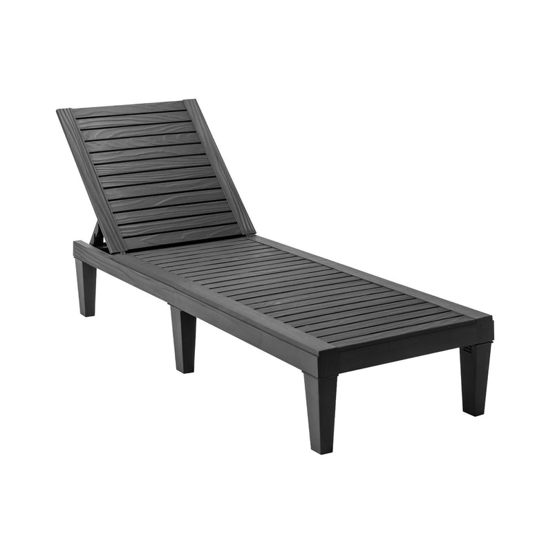 *Outdoor Chaise Lounge Chair with 5 Positions Adjustable Backrest - Black