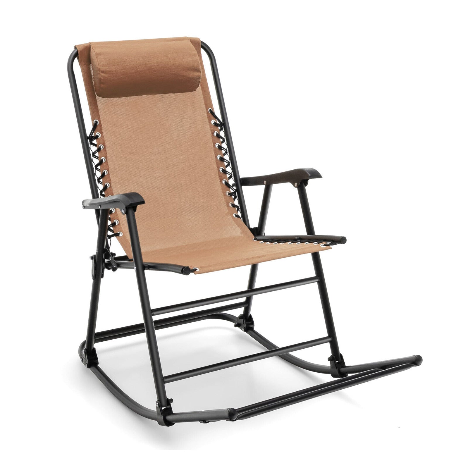 Foldable Rocking Footrest Outdoor Patio Camping Lightweight Folding Rocking Chair with Footrest