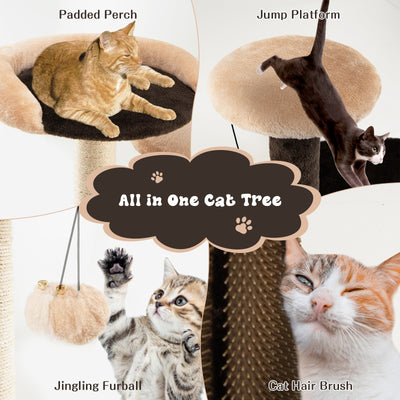 40 Inch Cat Tree Tower Multi-Level Activity Tree with 2-Tier Cat-Hole Condo-Brown