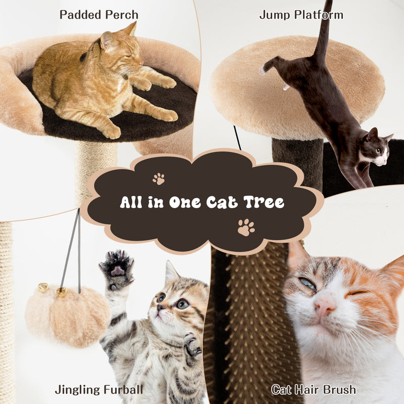 40 Inch Cat Tree Tower Multi-Level Activity Tree with 2-Tier Cat-Hole Condo-Brown