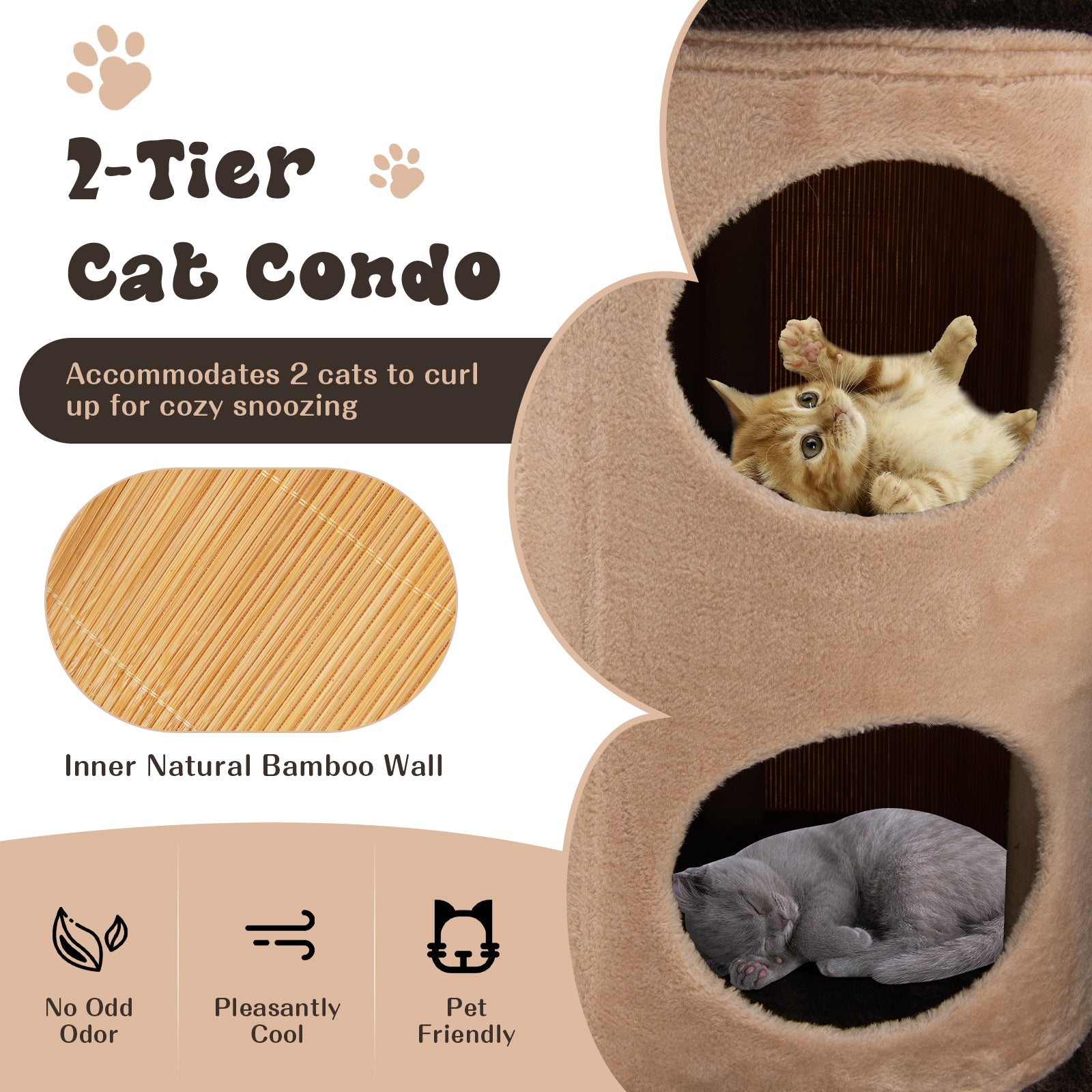40 Inch Cat Tree Tower Multi-Level Activity Tree with 2-Tier Cat-Hole