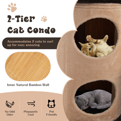40 Inch Cat Tree Tower Multi-Level Activity Tree with 2-Tier Cat-Hole Condo-Brown
