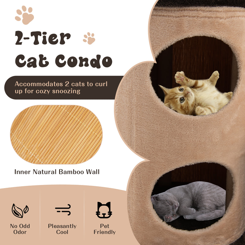 40 Inch Cat Tree Tower Multi-Level Activity Tree with 2-Tier Cat-Hole Condo-Brown