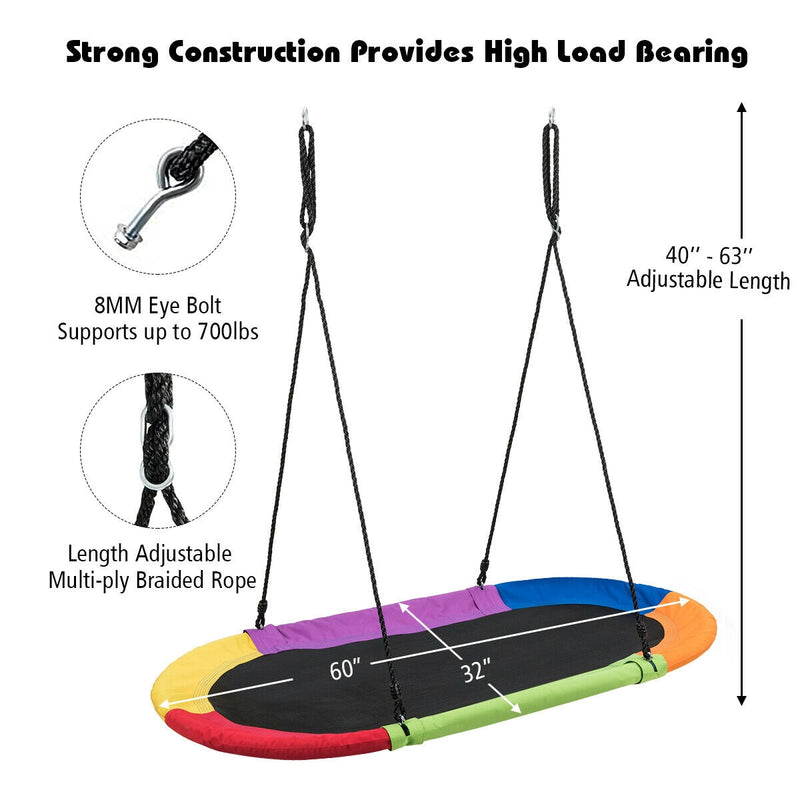 60 Inch Saucer Surf Outdoor Adjustable Swing Set - Multicolor