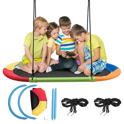 60 Inch Saucer Surf Outdoor Adjustable Swing Set - Multicolor