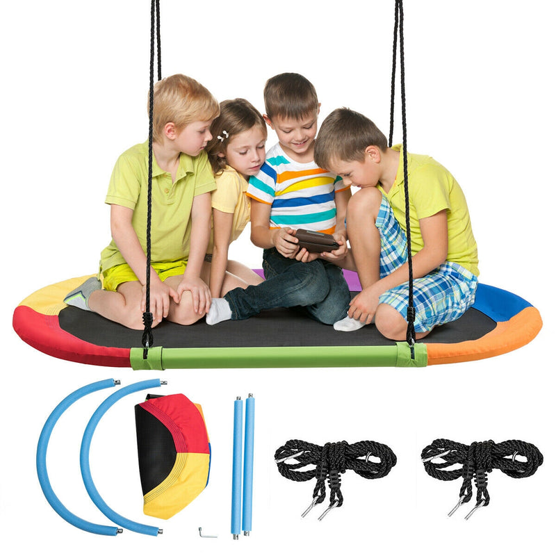 60 Inch Saucer Surf Outdoor Adjustable Swing Set - Multicolor