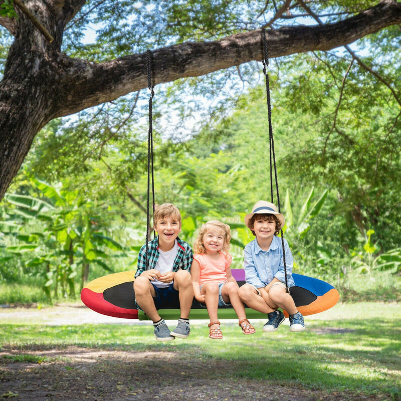 60 Inch Saucer Surf Outdoor Adjustable Swing Set - Multicolor
