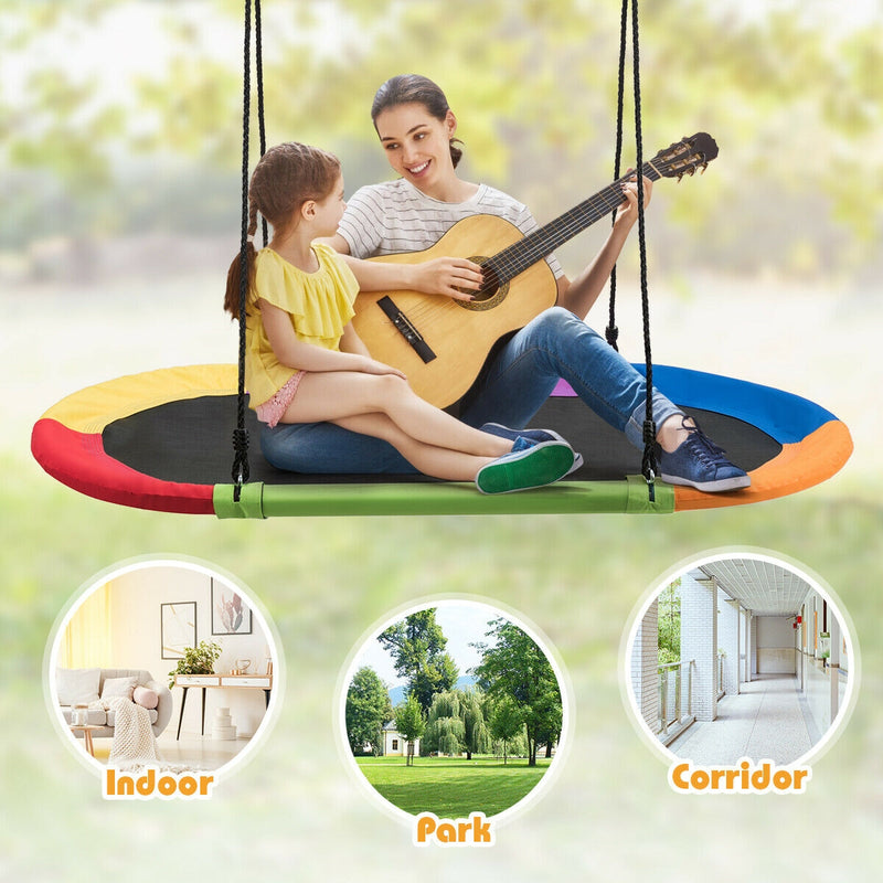 60 Inch Saucer Surf Outdoor Adjustable Swing Set - Multicolor
