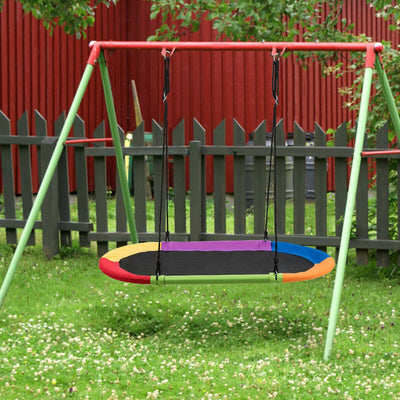 60 Inch Saucer Surf Outdoor Adjustable Swing Set - Multicolor