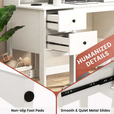 *48 Inch Home Office Computer Desk with Type-C Power Outlets - White