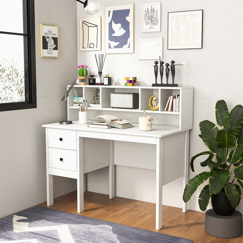 *48 Inch Home Office Computer Desk with Type-C Power Outlets - White