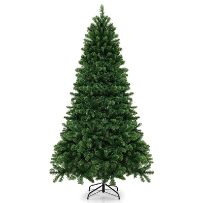 6/7/8 Feet Hinged Christmas Tree with PVC Branch Tips Warm White LED Lights-8 ft