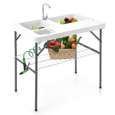 *2-in-1 Folding Fish Cleaning Table - White