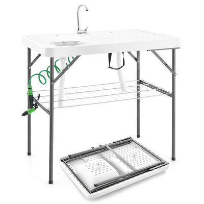 *2-in-1 Folding Fish Cleaning Table - White