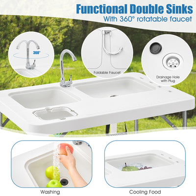 *2-in-1 Folding Fish Cleaning Table - White