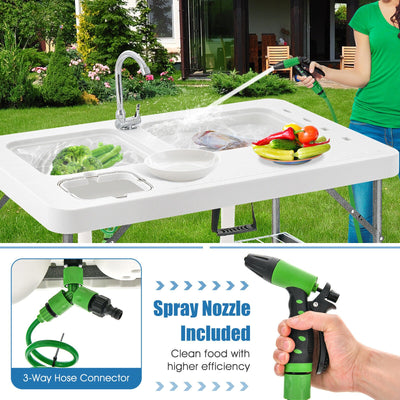 *2-in-1 Folding Fish Cleaning Table - White