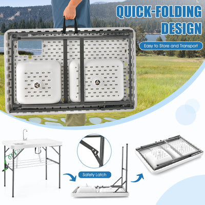 *2-in-1 Folding Fish Cleaning Table - White