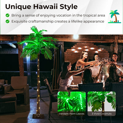 *6 FT LED Lighted Artificial Palm Tree Hawaiian Style Tropical with Water Bag