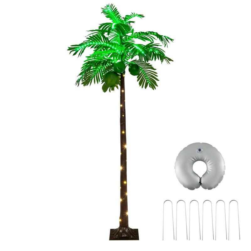 *6 FT LED Lighted Artificial Palm Tree Hawaiian Style Tropical with Water Bag