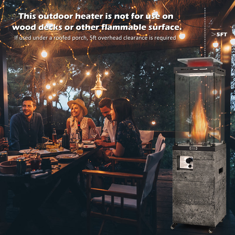 41 000 BTU Propane Patio Heater with Lockable Wheels-Dark Gray